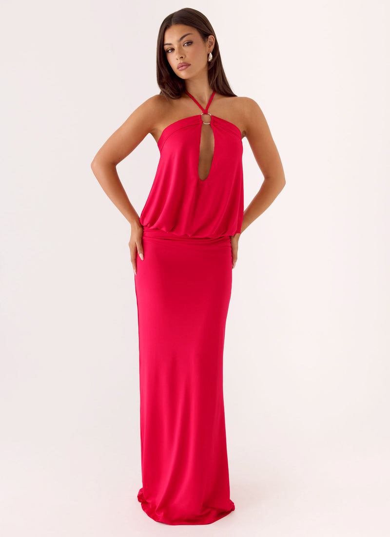 Telling You Maxi Dress - Red Magenta
