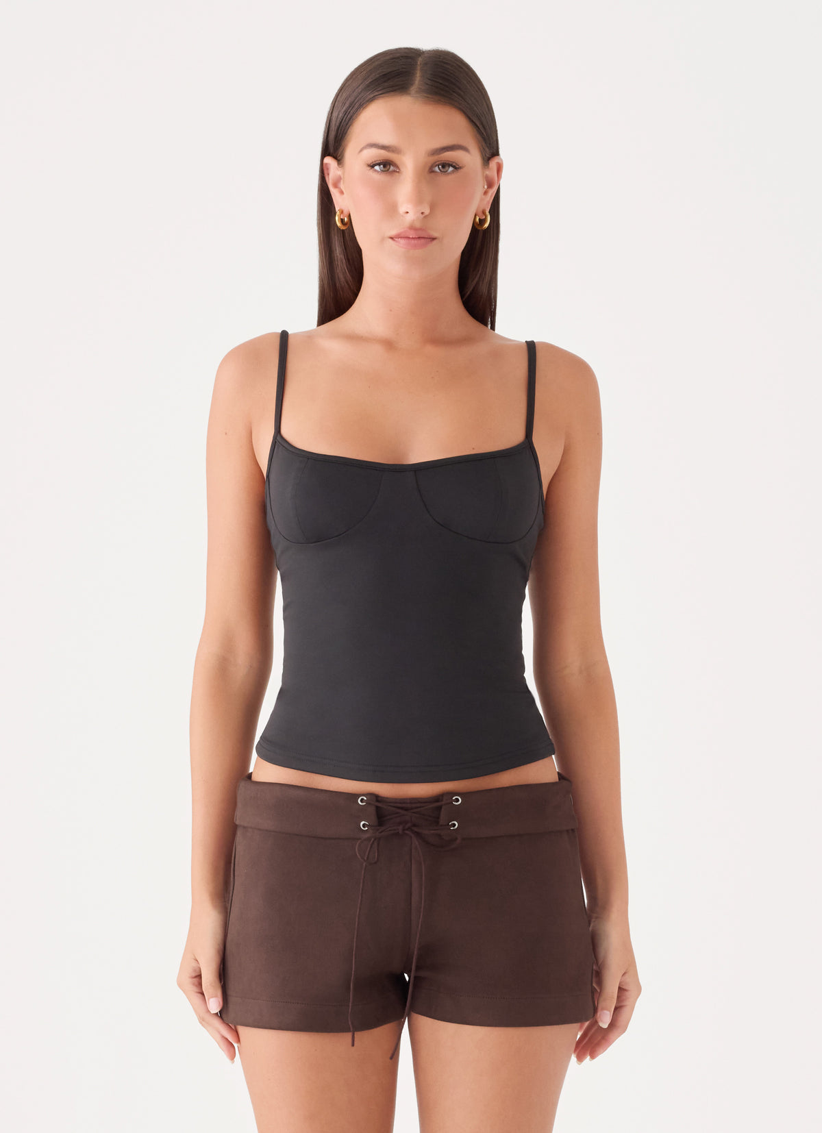 Tindra Faux Suede Micro Short - Chocolate