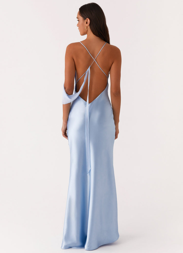 Too Sweet Satin Maxi Dress - Blue