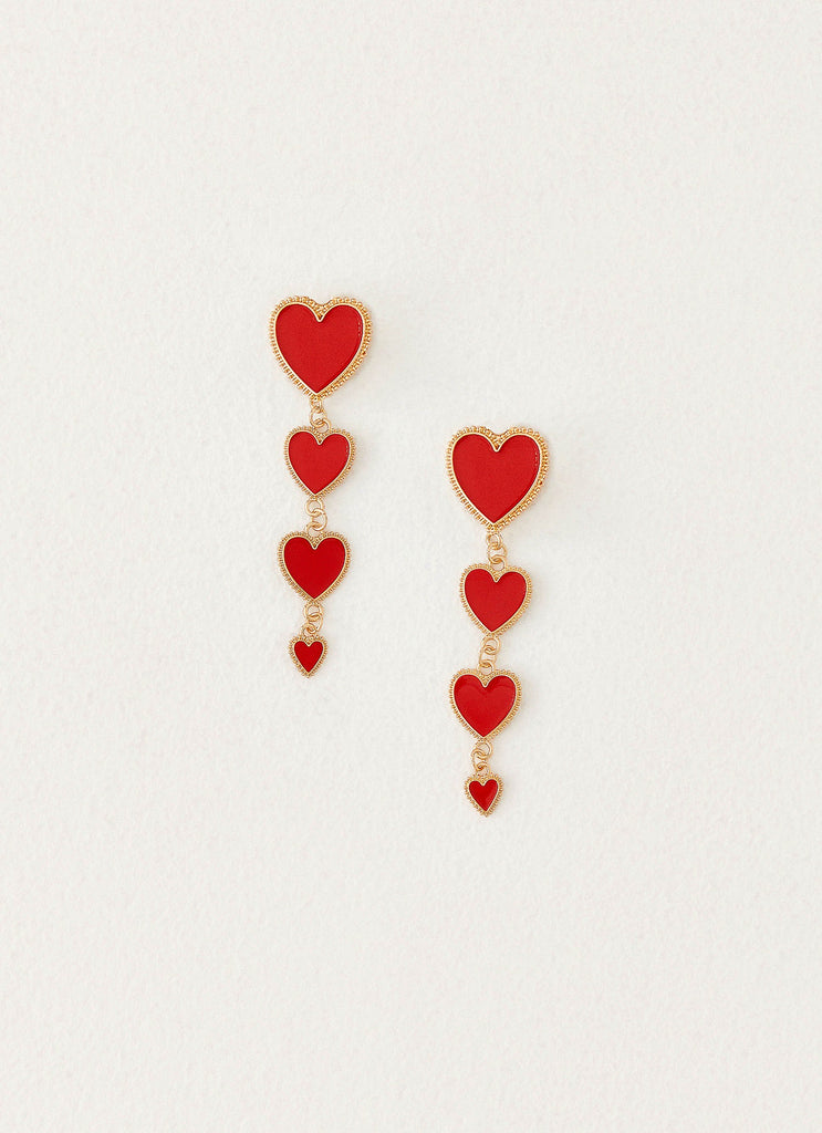 Trevi Heart Earrings - Red