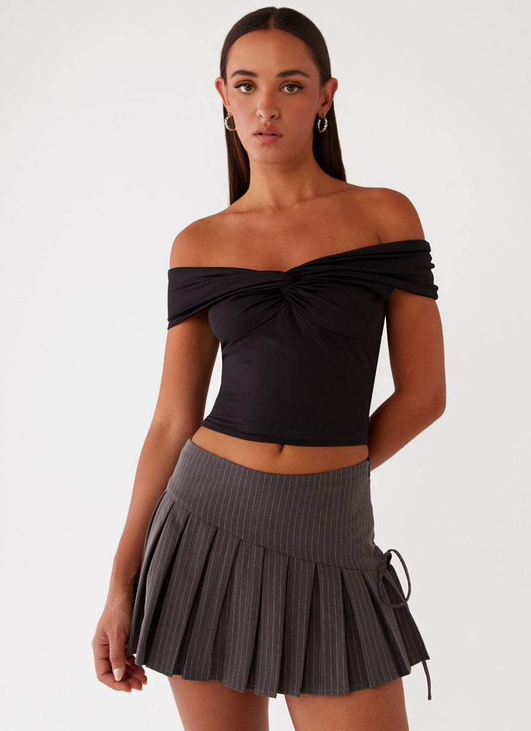 Trixie Twist Off Shoulder Top - Black