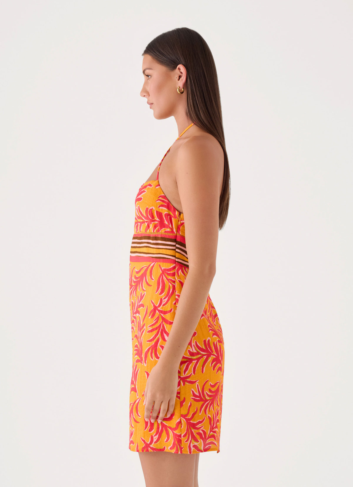 Tropic Love Mini Dress - Saffron Palm Print