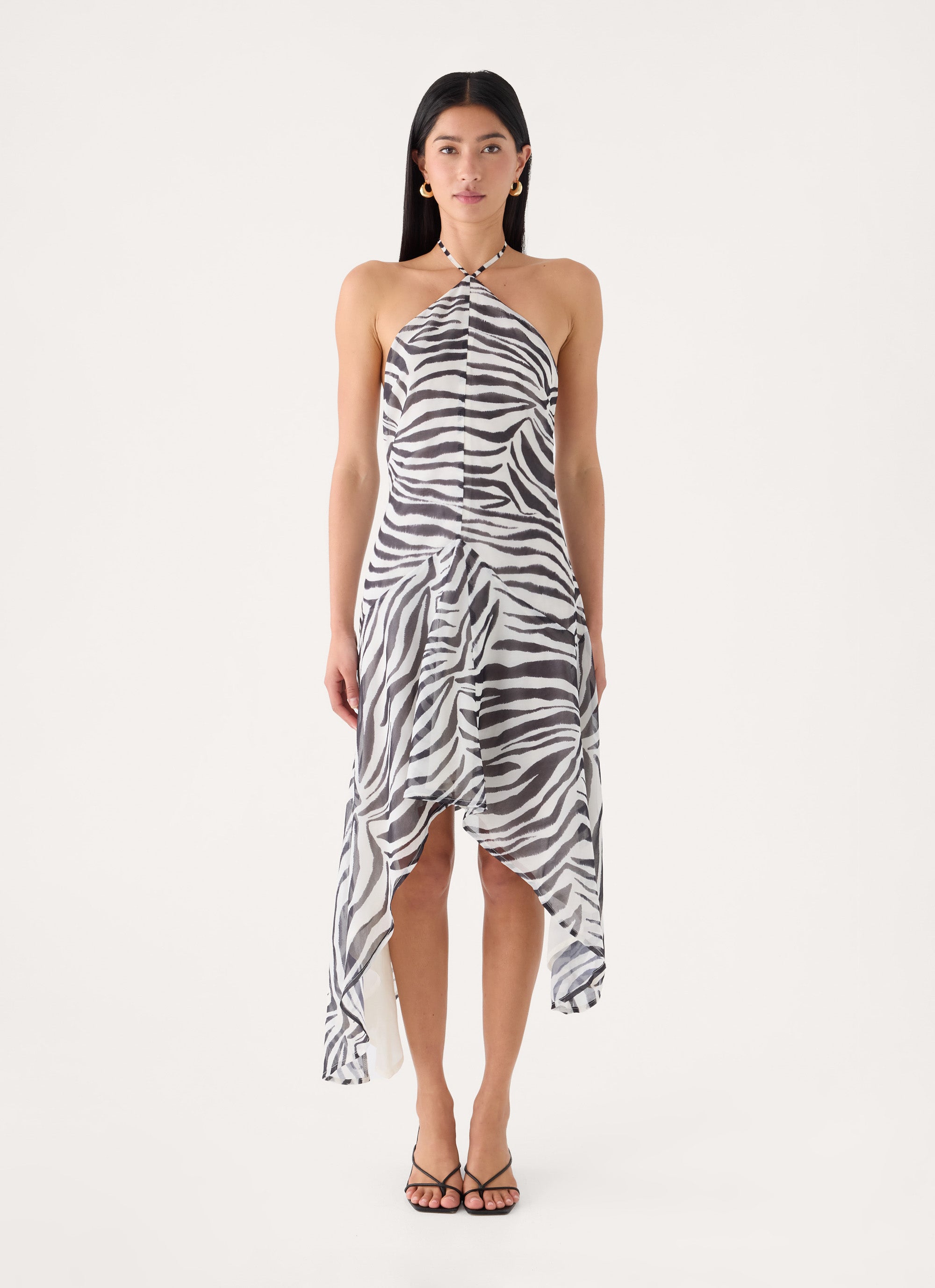 Tunelia Asymmetric Midi Dress - Zebra – Peppermayo