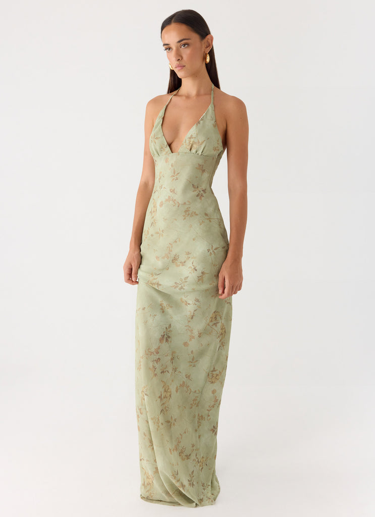 Ultra Quiet Halter Maxi Dress - Wispy Fern