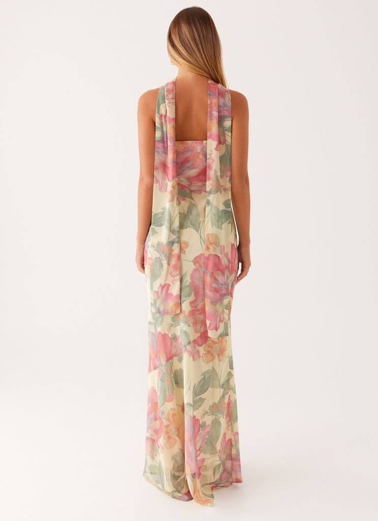 Under The Pagoda Maxi Dress - Yellow Peony