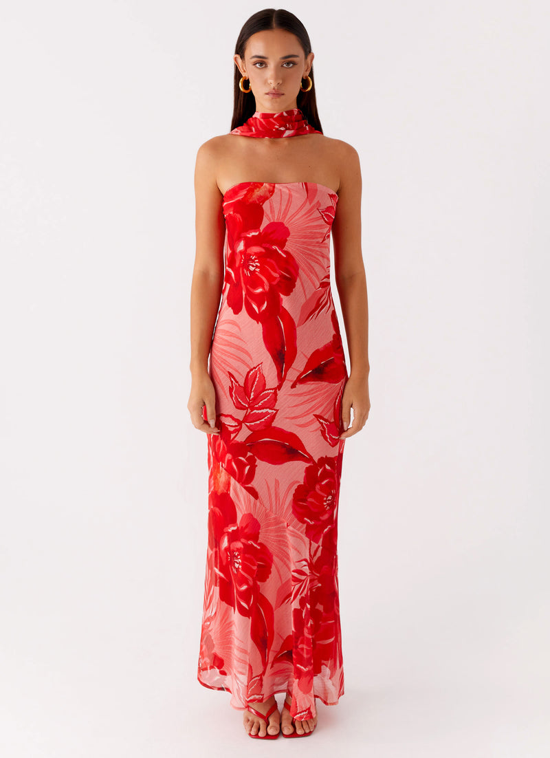 Under The Pagoda Maxi Dress - Sicily Sunsets Print