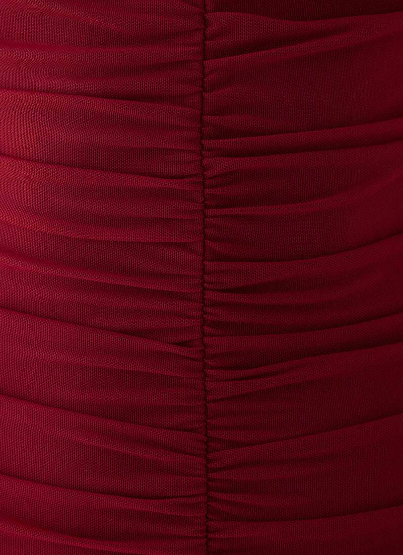 Valcera Ruched Midi Dress - Maroon