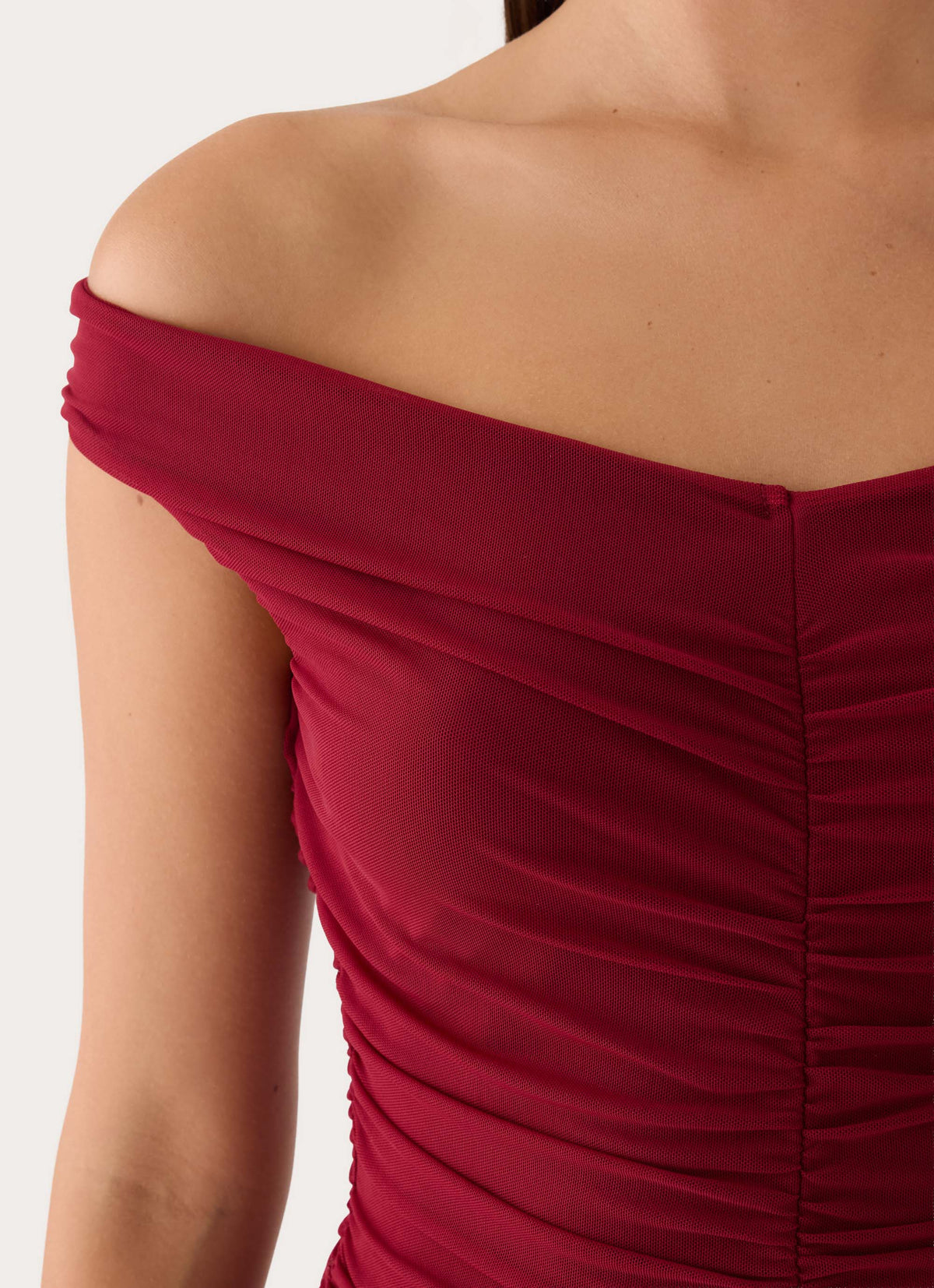 Valcera Ruched Midi Dress - Maroon