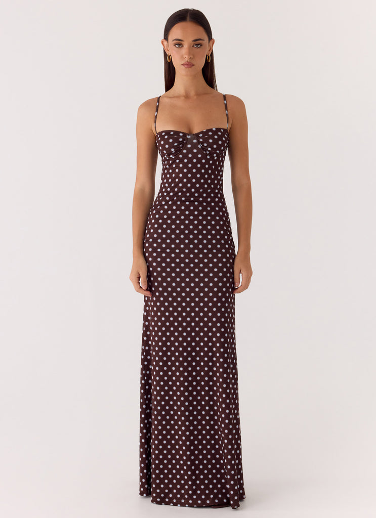 Vamonos Maxi Dress - Chocolate Blue Dot