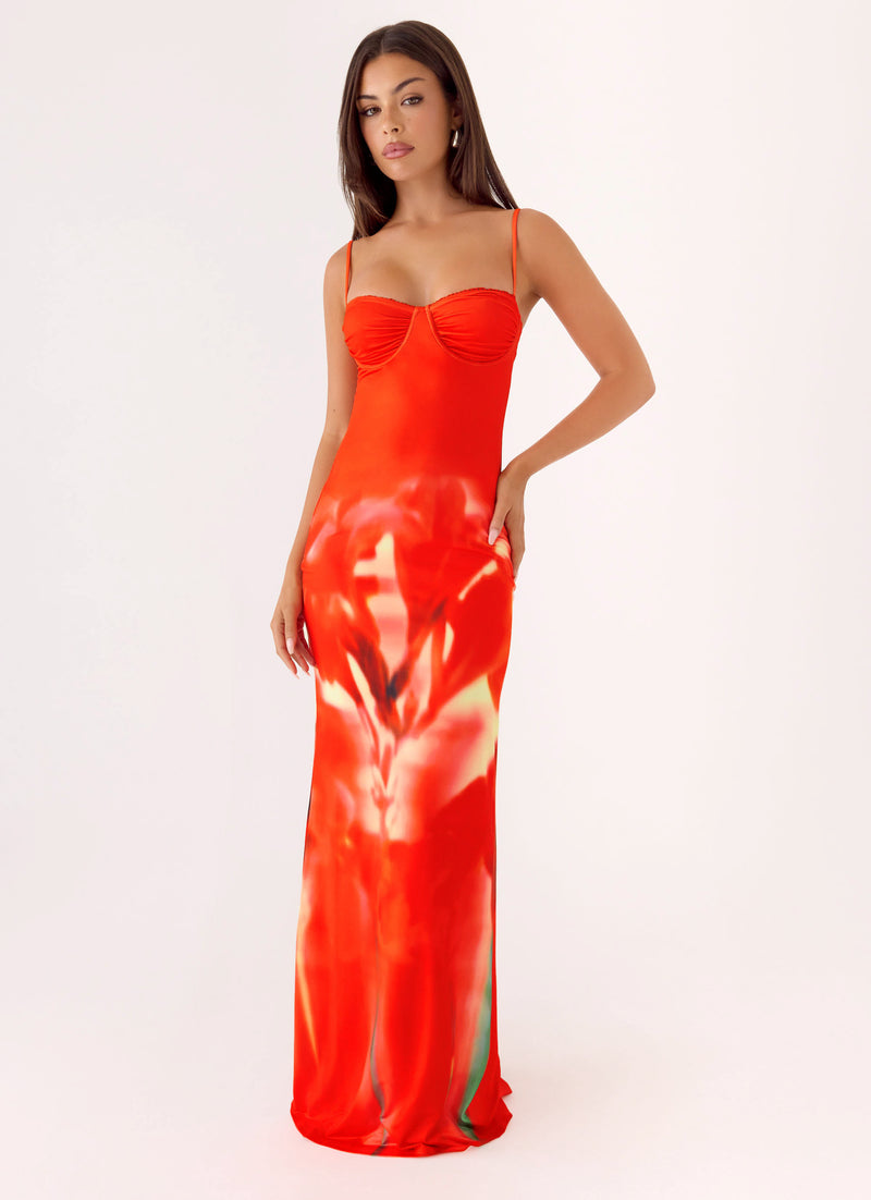 Vamonos Maxi Dress - Fire Petal