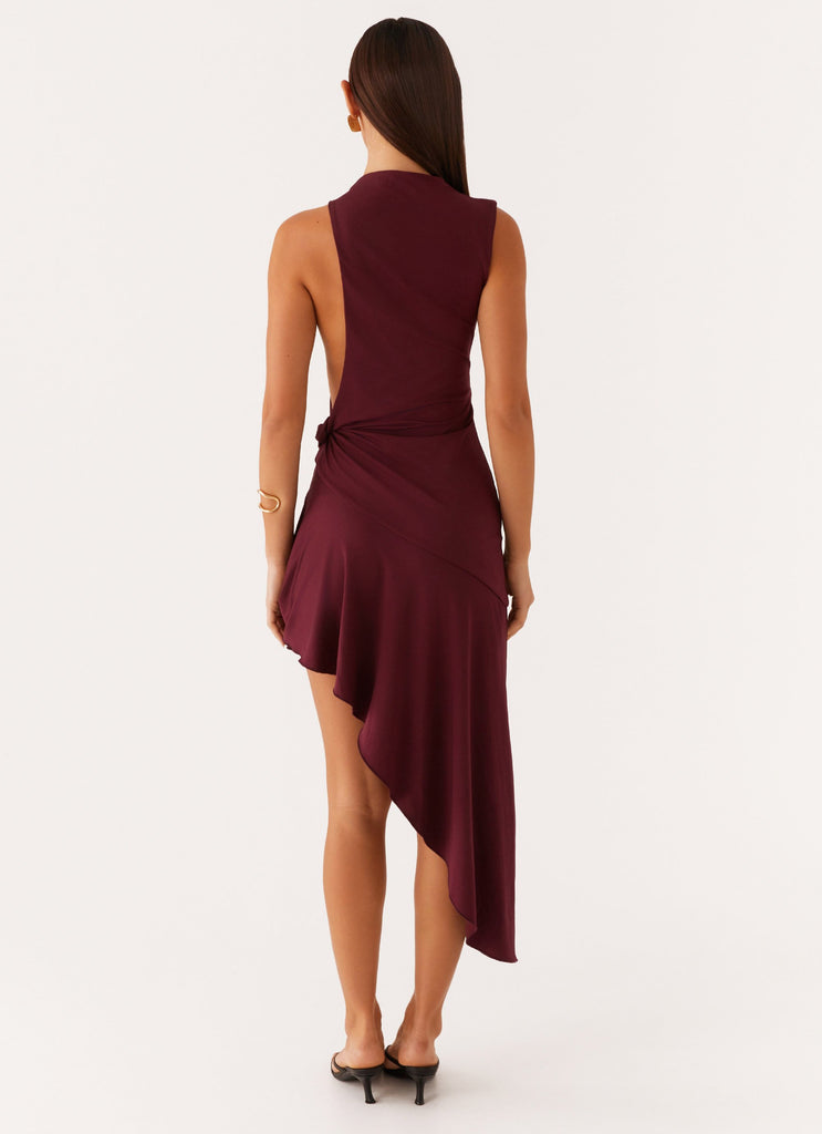 Venetia Asymmetric Maxi Dress - Deep Maroon