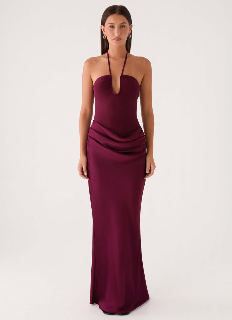 Verner Halter Maxi Dress - Plum