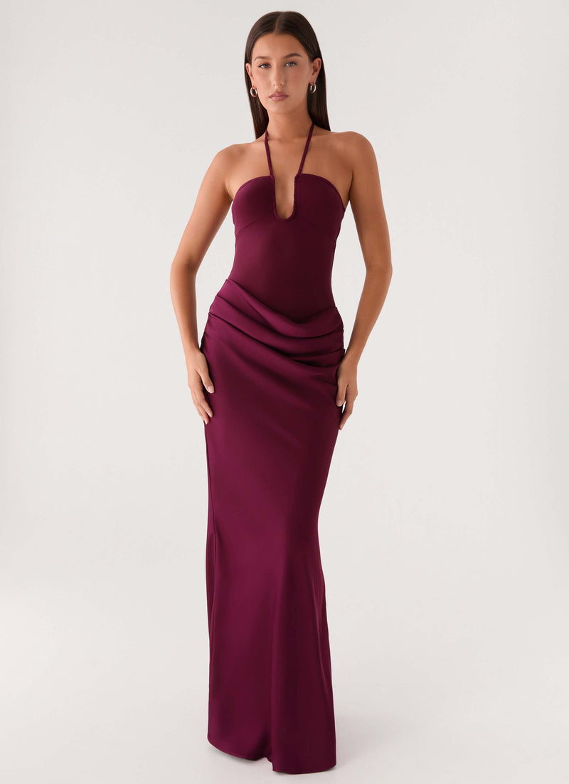 Verner Halter Maxi Dress - Plum