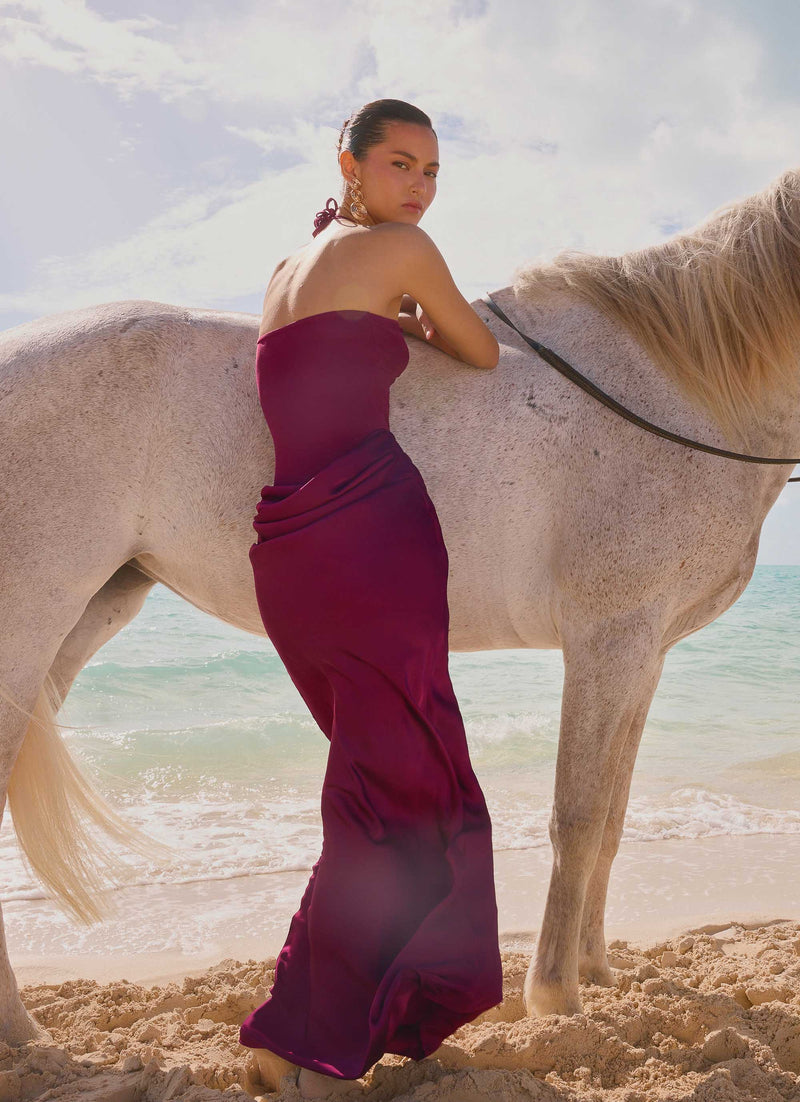 Verner Halter Maxi Dress - Plum