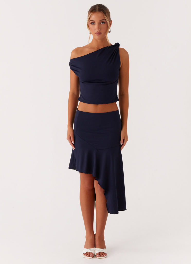 Viola Twist Shoulder Top - Navy