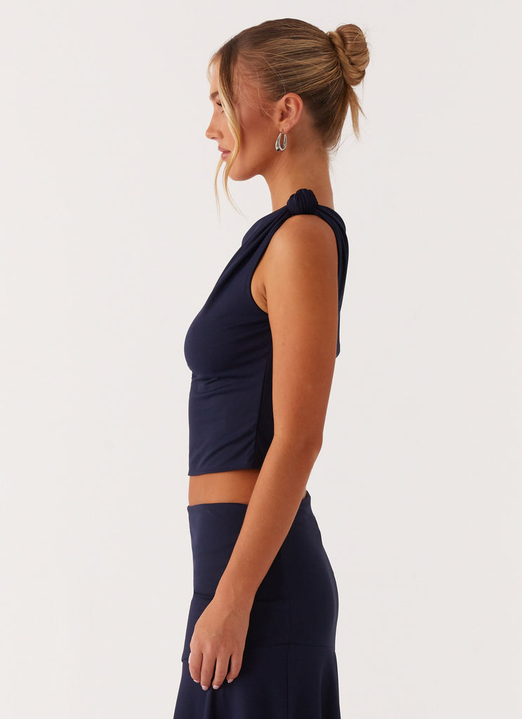 Viola Twist Shoulder Top - Navy