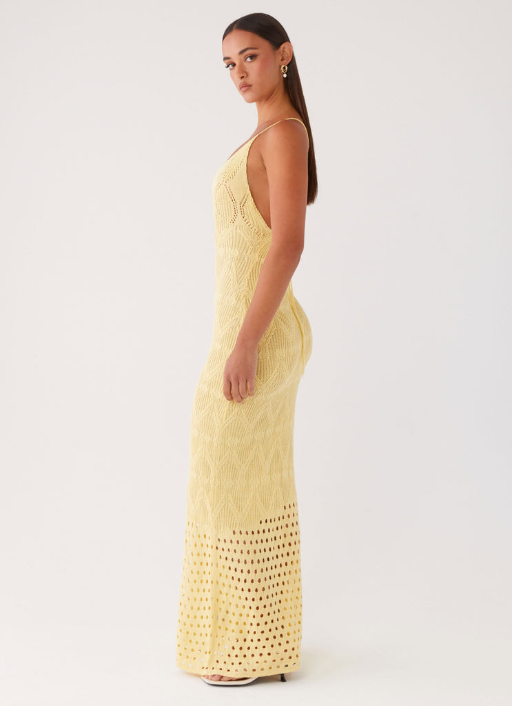 Vivid Dreams Crochet Maxi Dress - Yellow