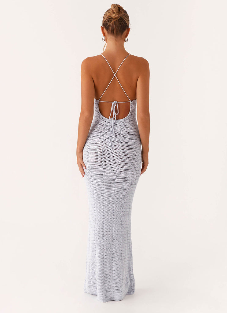 Zara Rose Crochet Maxi Dress - Blue