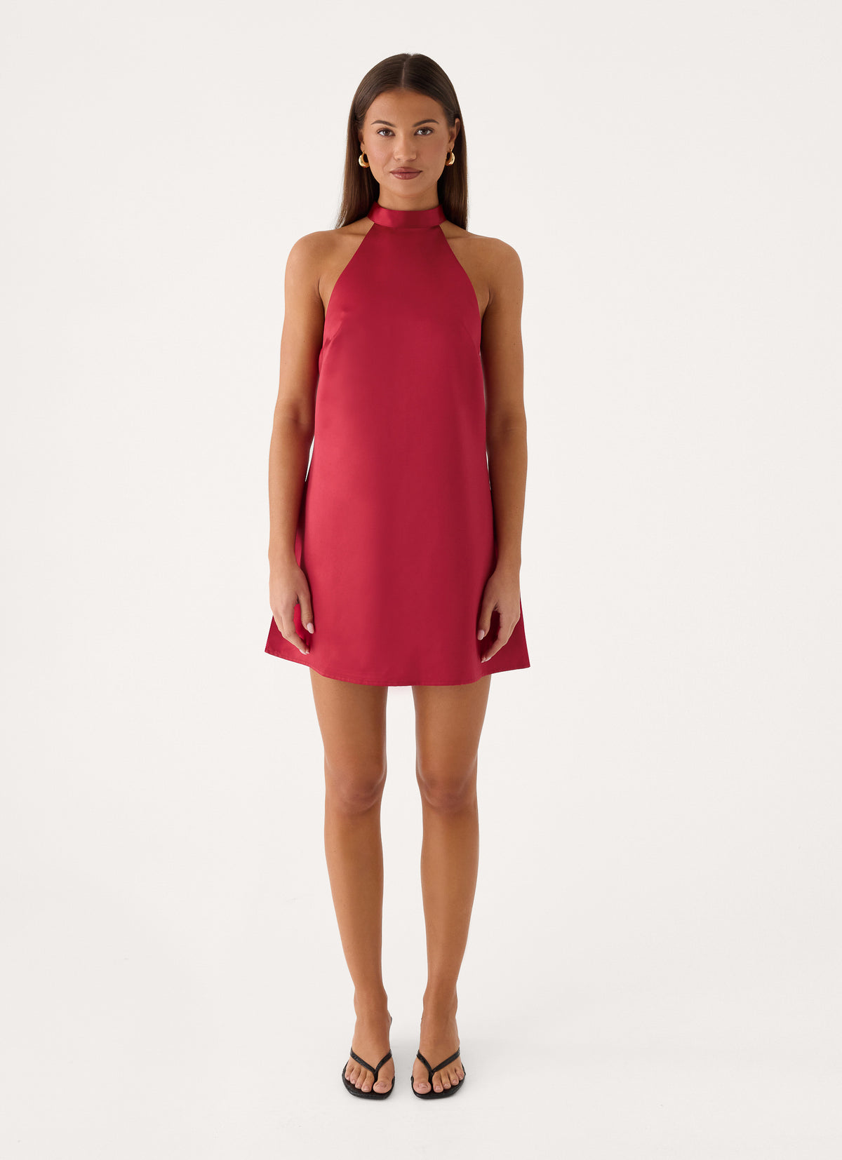 Zelia Halter Mini Dress - Pomegranate Red