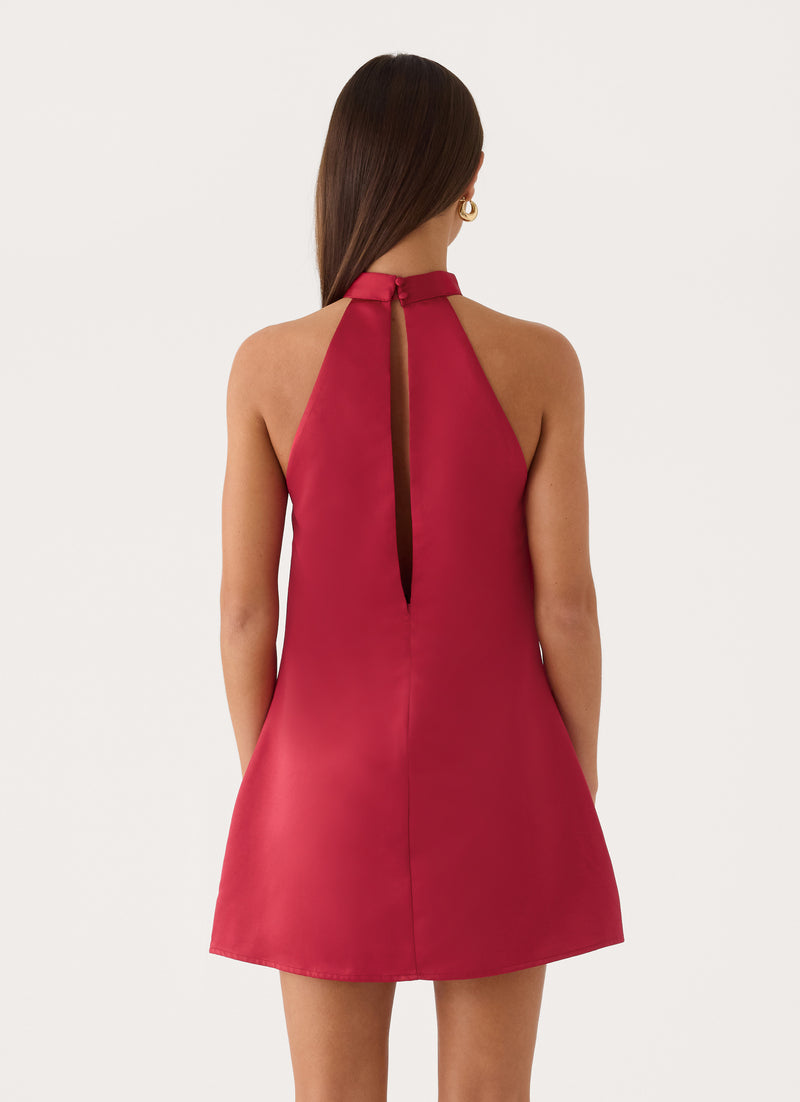 Zelia Halter Mini Dress - Pomegranate Red