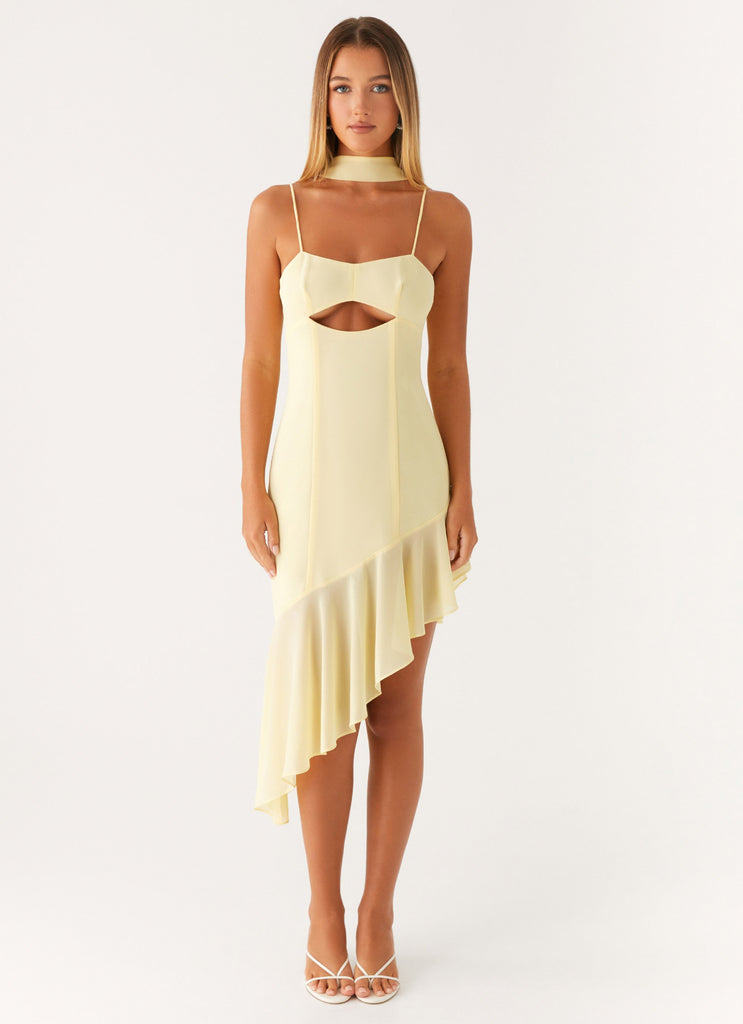 Zesty Asymmetrical Midi Dress - Yellow