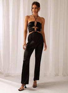 Causing Commotion Jumpsuit - Onyx - Peppermayo
