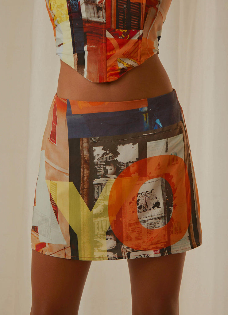 Strolling Sunset Mini Skirt - PM Film Graphic - Peppermayo