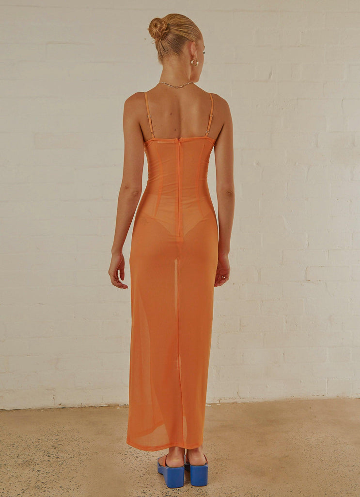California Honey Sheer Maxi Dress - Tangerine - Peppermayo