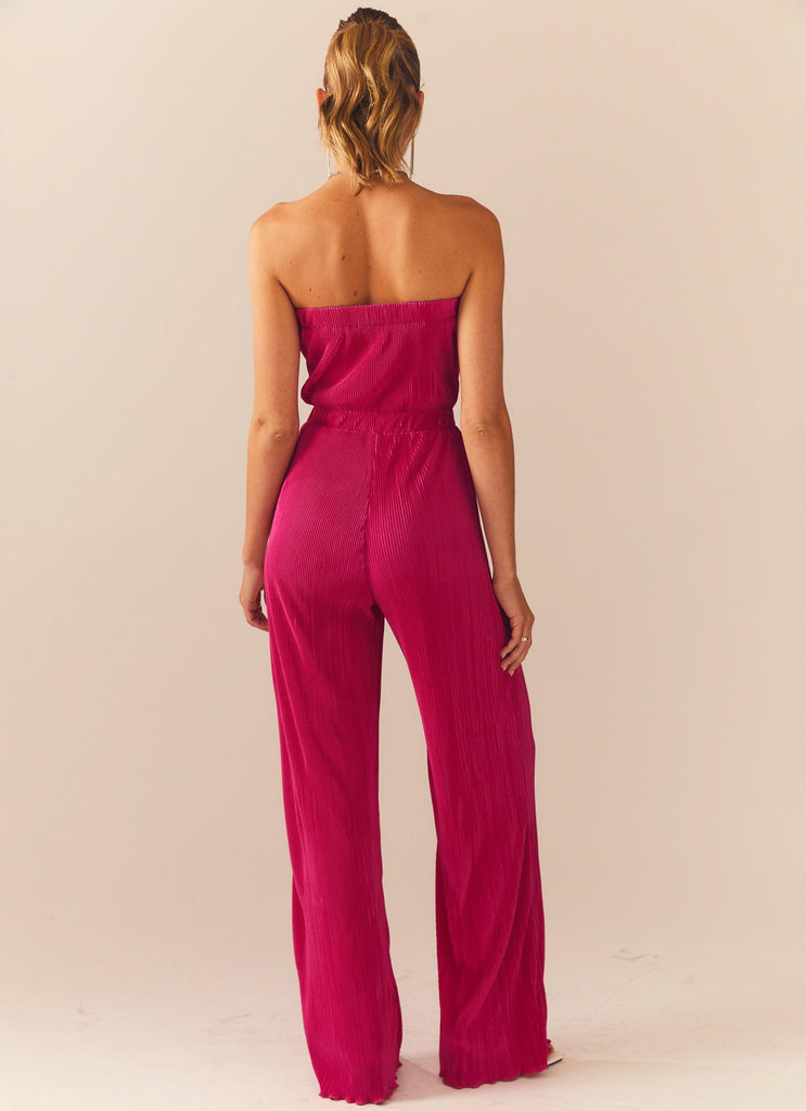 Doing The Most Plisse Jumpsuit - Magenta - Peppermayo