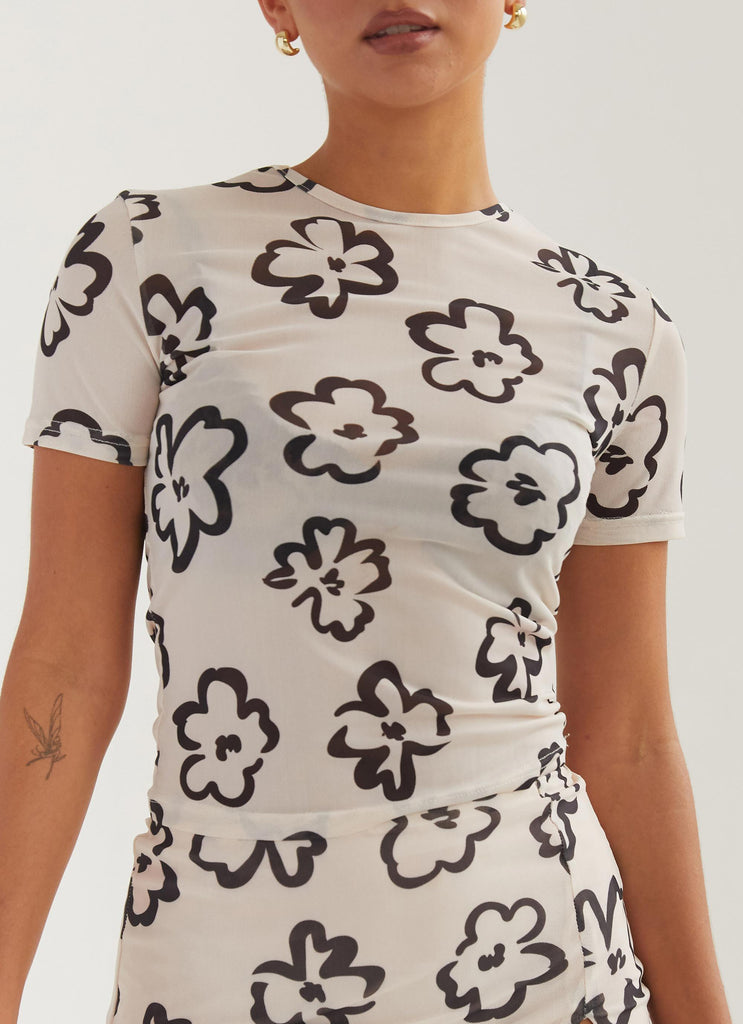 Structured Shapes Mesh Tee - Glazed Floral - Peppermayo