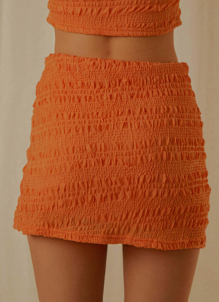 My Type Ruched Mini Skirt - Papaya - Peppermayo