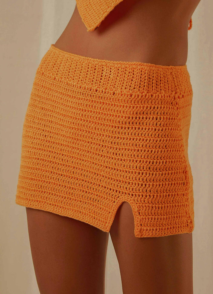 Island Sun Crochet Mini Skirt - Tangerine - Peppermayo
