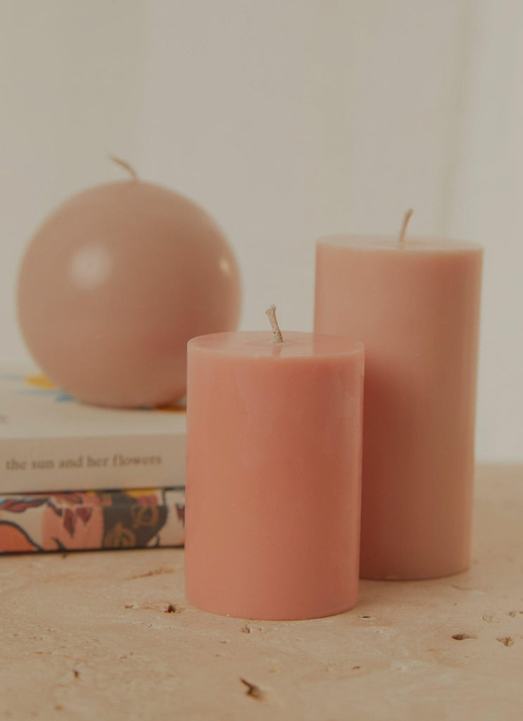 Moreton Eco Slim Pillar Candle- 5 x 7.5cm - Peach - Peppermayo