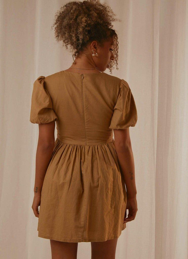 Nima Linen Mini Dress - Oak - Peppermayo
