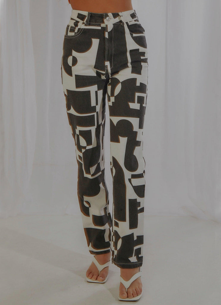 Electric Avenue Pants - Black and White Geo - Peppermayo