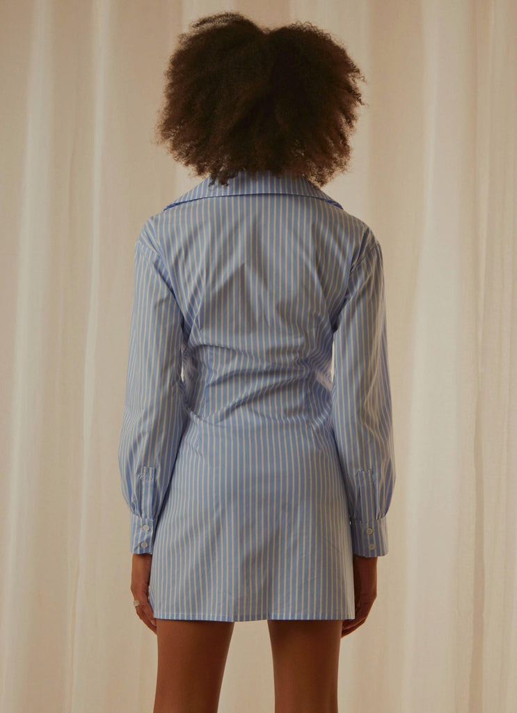 Solana Shirt Dress - Blue Stripe - Peppermayo