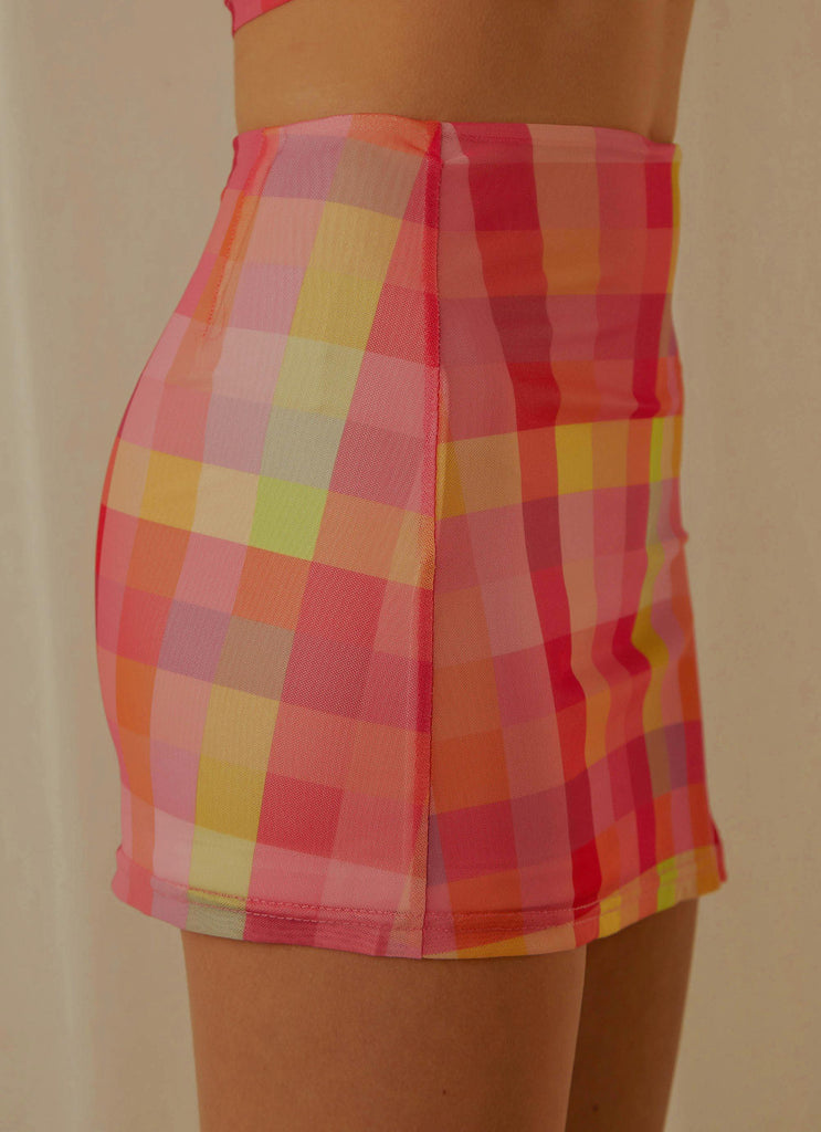 It Girl Mesh Mini Skirt - Summer Check - Peppermayo