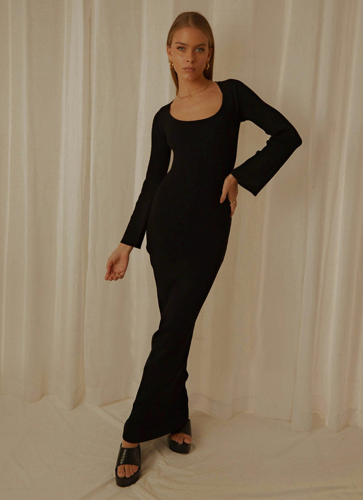 Tori Knit Maxi Dress - Black - Peppermayo