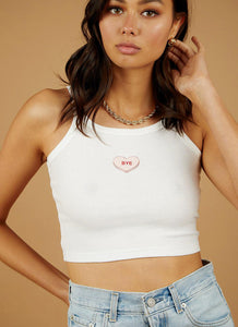 Heart Club Top - White/ Pink Heart - Peppermayo
