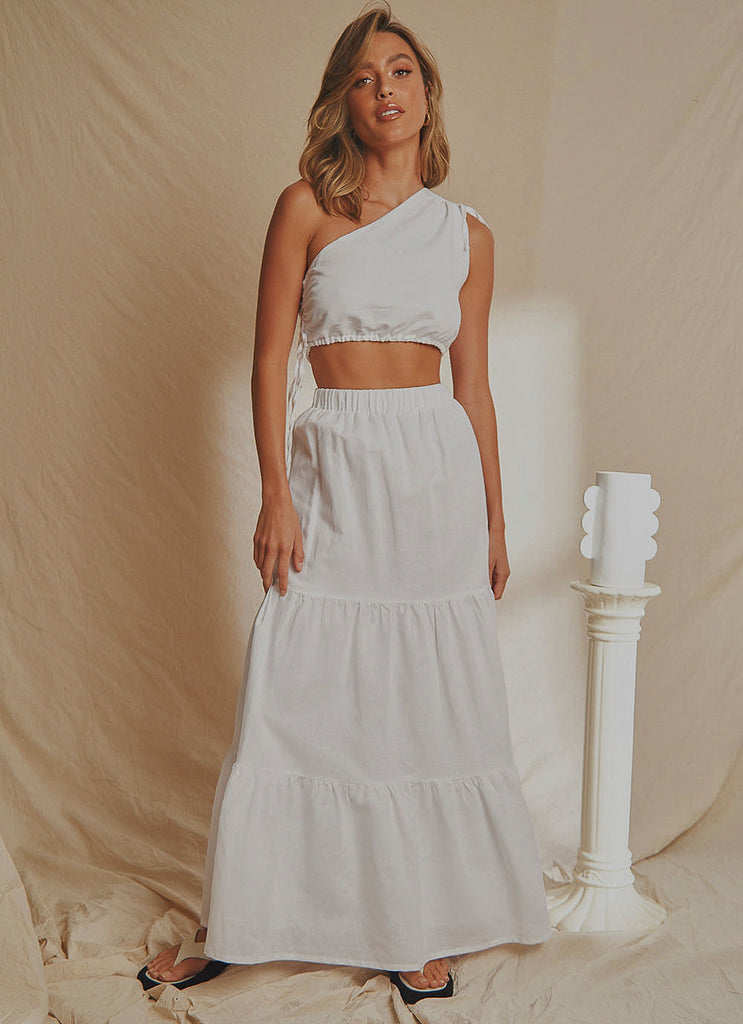 Aperol Hour Linen Maxi Skirt - White