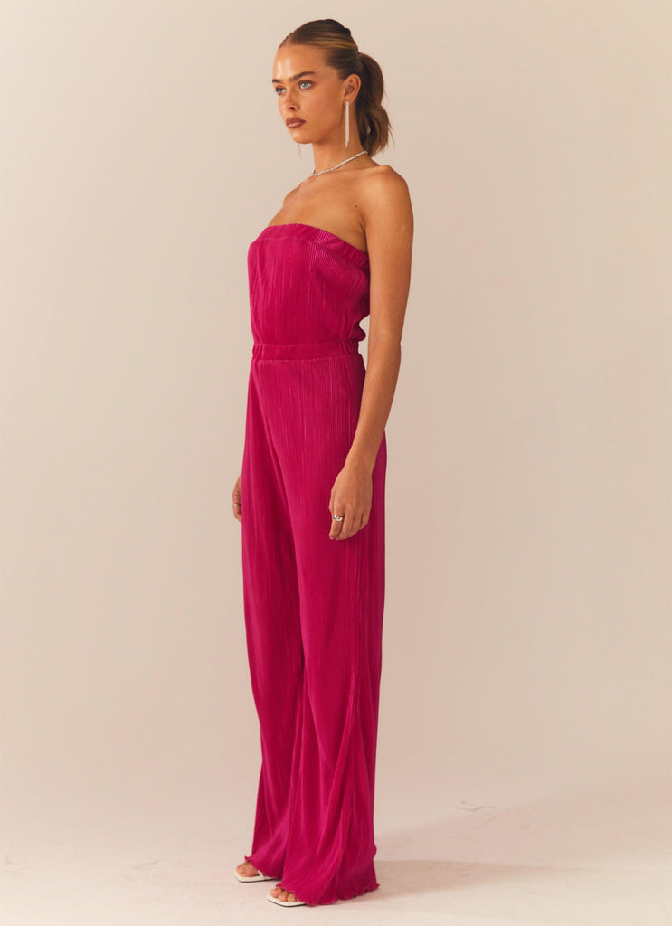 Doing The Most Plisse Jumpsuit - Magenta - Peppermayo