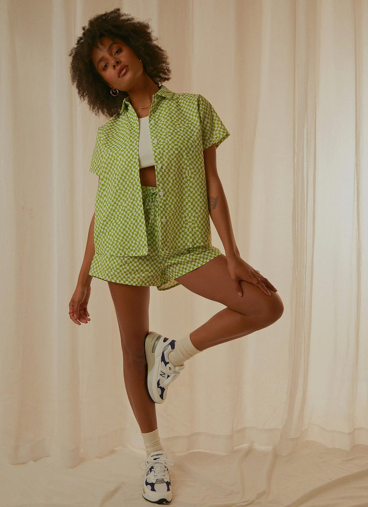 Seventies Groove Shirt - Lime Warp Check - Peppermayo