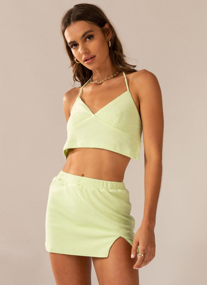 Changing Seasons Terry Mini Skirt - Lime Green
