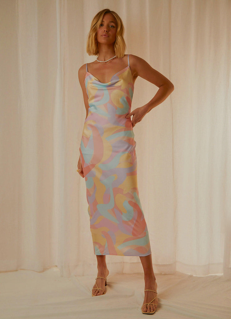 Art Films Cowl Maxi Dress - Pastel Wave - Peppermayo