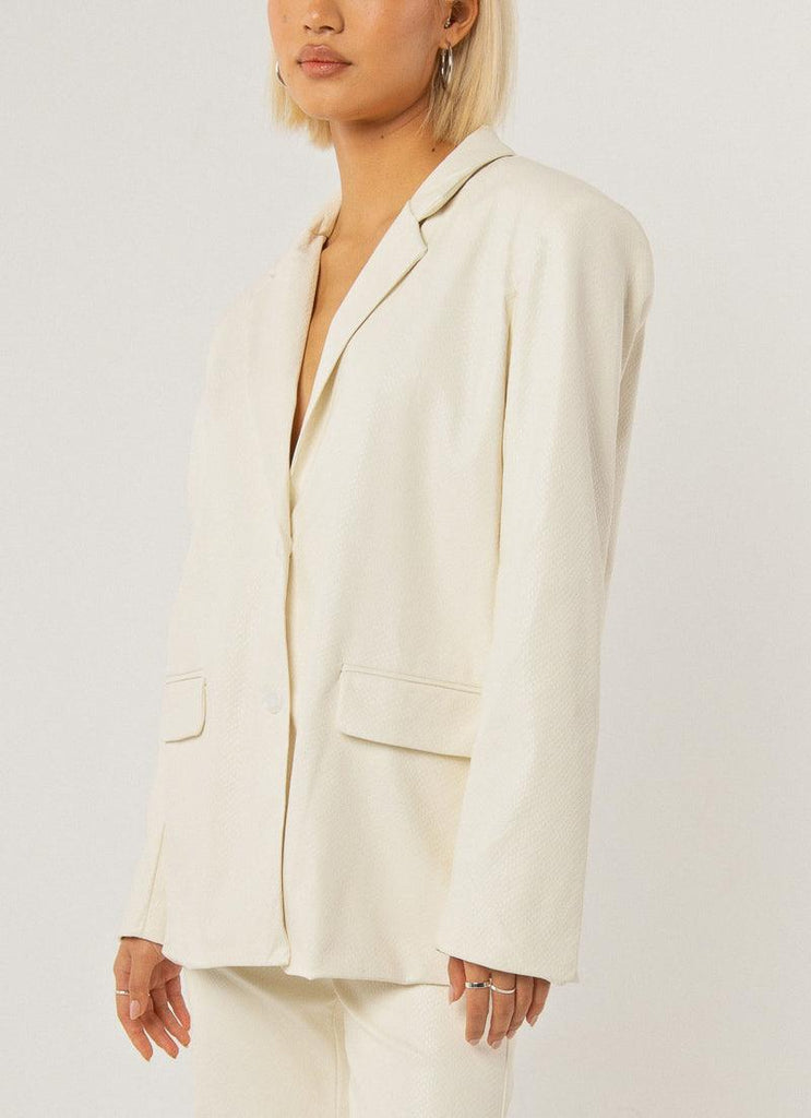 In The Mix Blazer - Ivory Snakeskin - Peppermayo