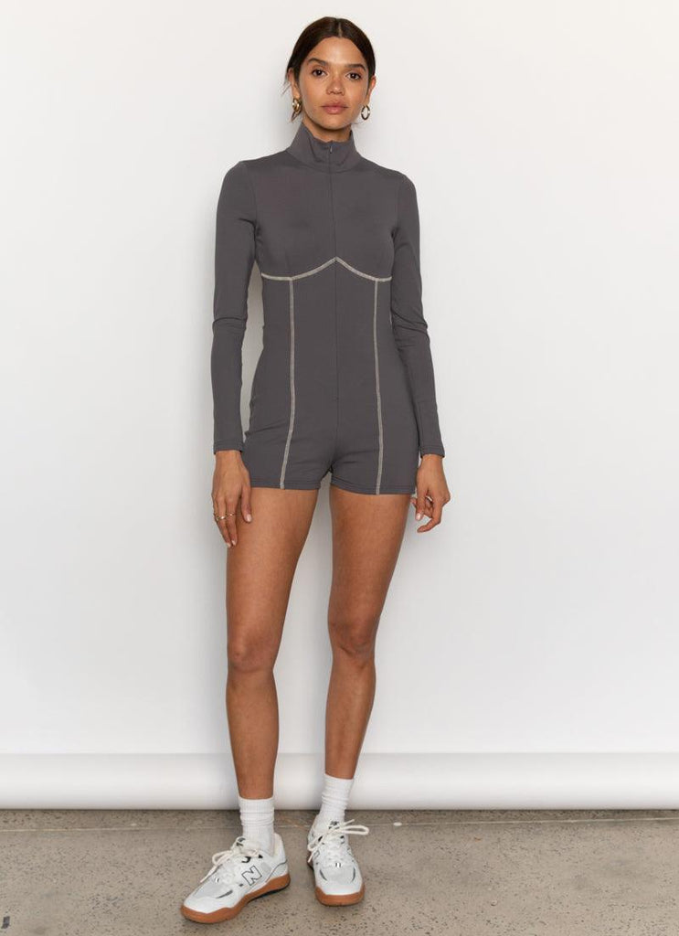 Snow Day Active Playsuit - Charcoal - Peppermayo
