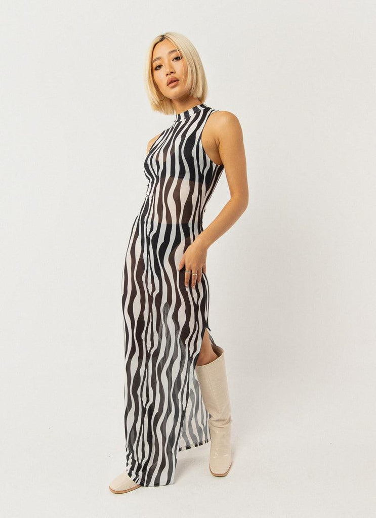 Hell Bound Midi Dress - Zebra Stripe - Peppermayo