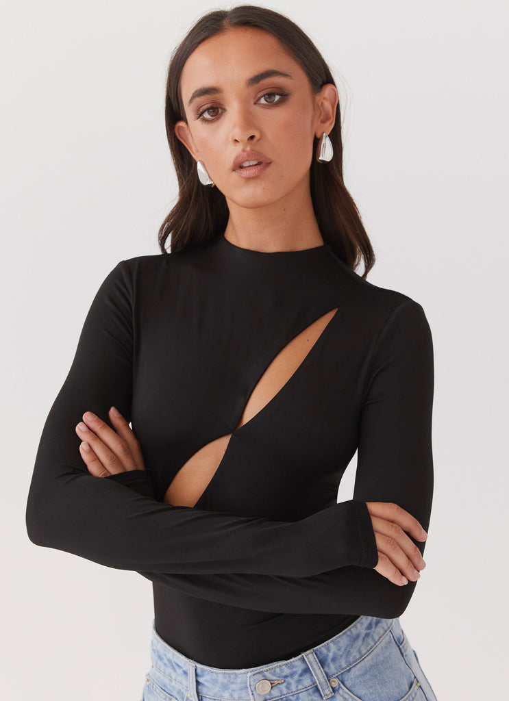 Special Affair Long Sleeve Bodysuit - Black