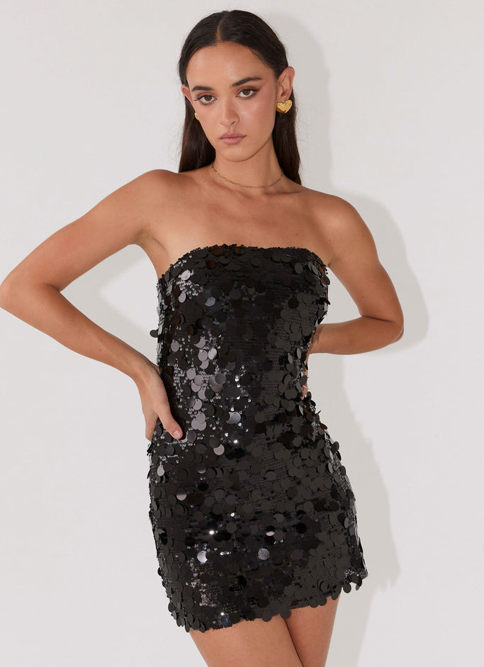 Midnight Magic Sequin Mini Dress - Black