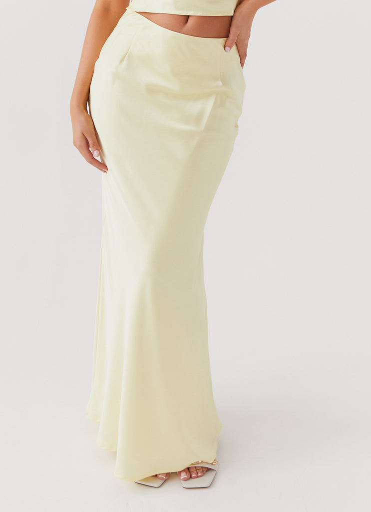 Ivanna Satin Maxi Skirt - Lemon